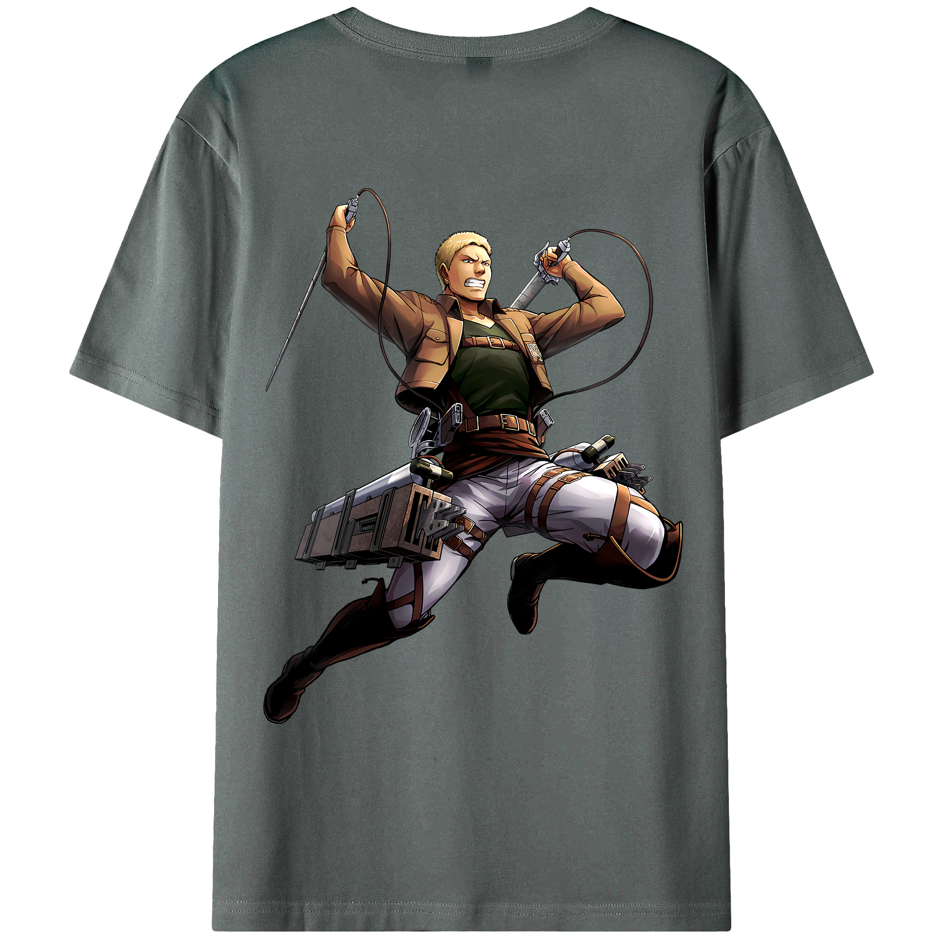 （画像用） 進撃の巨人 ライナー・ブラウン Attack on Titan Reiner Braun 綿100％ メンズ半袖Tシャツ（バックプリント） 通気性